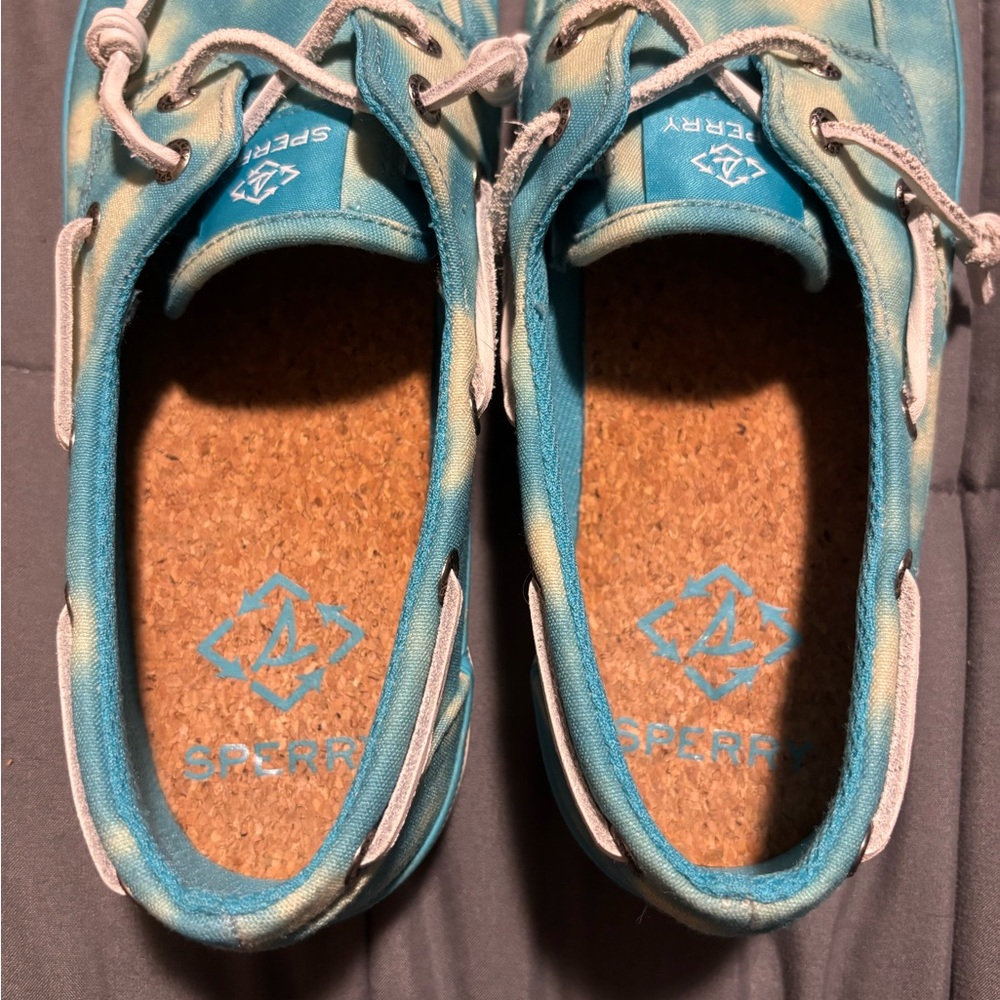 SPERRY Womens Crest Two-Tone Cream and Blue Boat Shoe Size 7.5 - Picture 7 of 8
